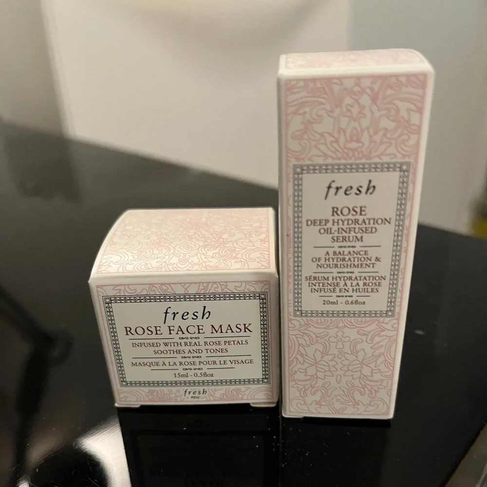 Fresh Face Mask and Rose Deep-Hydration Oil Infused Serum Set, NIB Travel-Sized